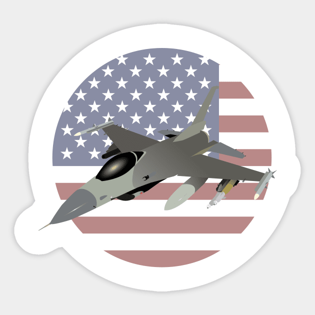 American F16 Jet Fighter Sticker by NorseTech